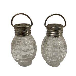 Hand Grenade salt & pepper shakers with silver top and handle Military Theme